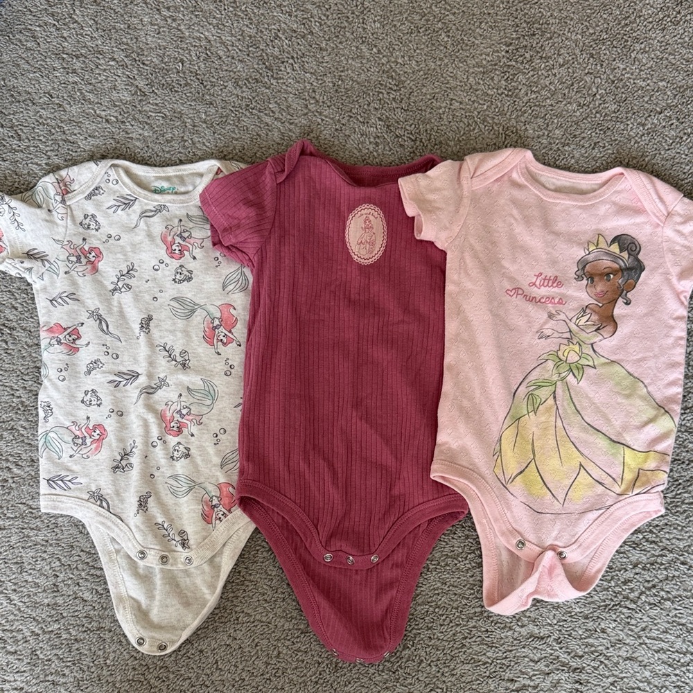 Disney Girls' One-Piece Bodysuit Pack — Pink, Mauve & Cream